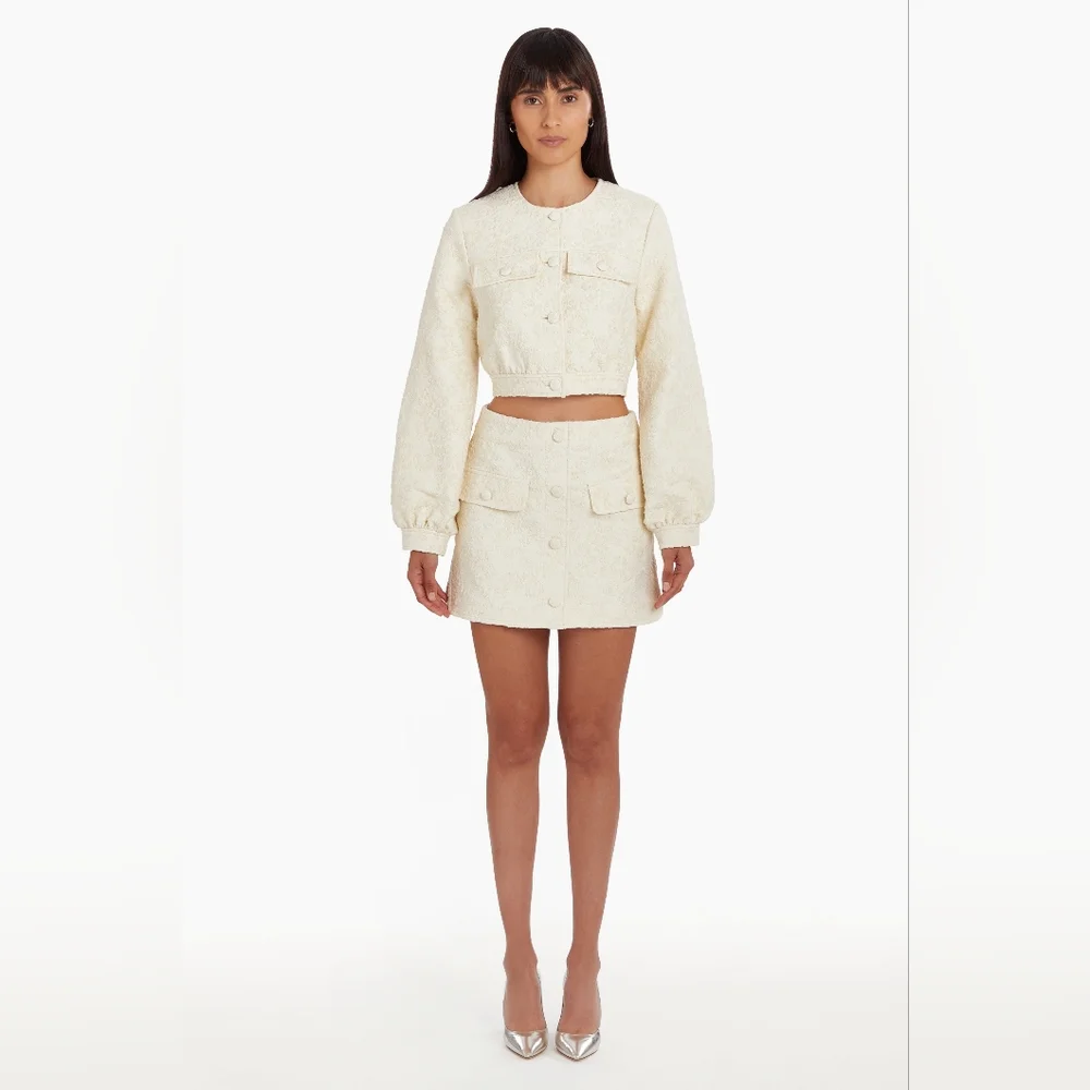 NEW Amanda Uprichard - Off-white Bello Jacket in Muslin | Size Medium - Picture 2 of 16